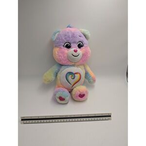 Care Bears Togetherness Bear Plush Rainbow Tie Dye Heart Basic Fun 14‎ Inch 2021